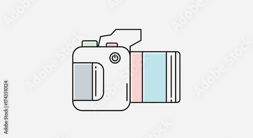 Stylized Camera Illustration with Pastel Accents and Modern Design.