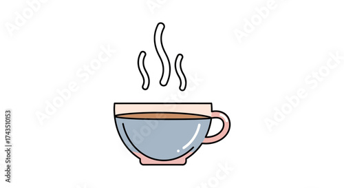 Stylized Cup of Coffee with Rising Steam.
