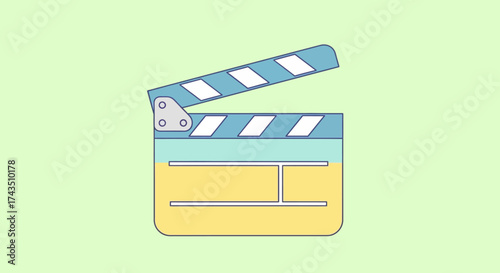 Stylized Film Clapperboard Illustration for Filmmaking and Entertainment.