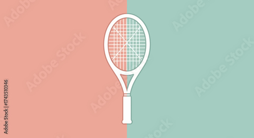 Tennis Racket Illustration on Split Background - Sports and Recreation.