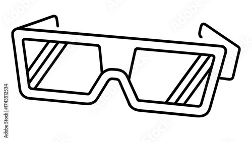 Retro 3d glasses line art cinema design