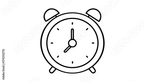 Minimalist line art alarm clock ringing