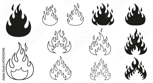 Ignite Your Designs with Dynamic Fire Icons Featuring Bold Silhouettes and Clean Outlines for Striking Visual Impact and Creative Storytelling