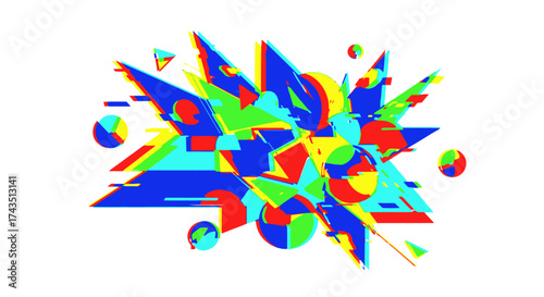 Vibrant abstract design with geometric shapes and eye-catching glitch effects for modern projects and digital art explorations beautifully