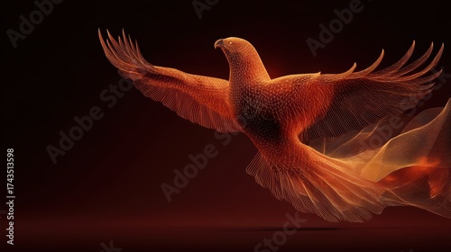 Majestic Abstract Eagle with Flowing Waves of Light and Color