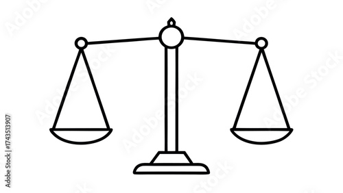 Minimalist line art balance scale justice symbol