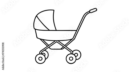 Minimalist line art baby stroller icon