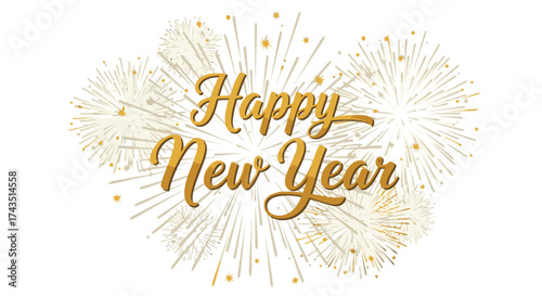Sparkling Happy New Year Celebrations with Golden Fireworks Design for festive greetings and invitations to welcome 2024 with joy
