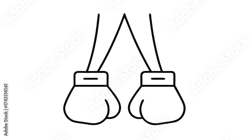 Minimalist line art of boxing gloves hanging