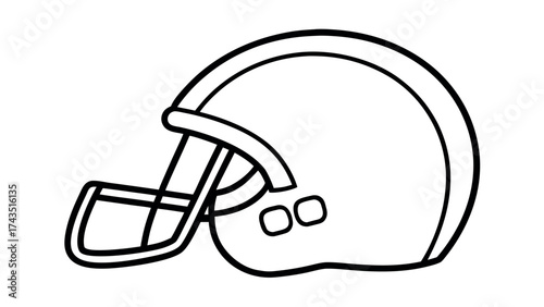 Minimalist line art football helmet sports illustration