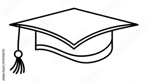 Minimalist graduation cap with tassel line art