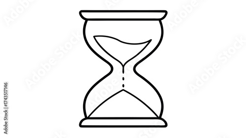 Minimalist hourglass with flowing sand line art