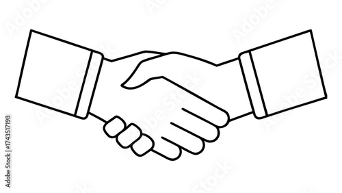Minimalist line art handshake business agreement