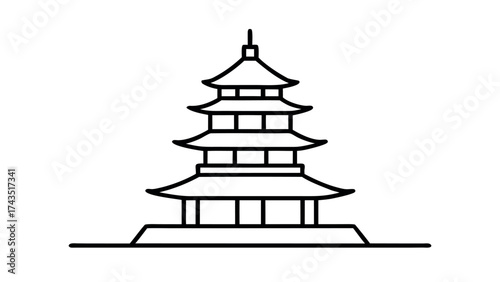Minimalist line art japanese pagoda cultural icon