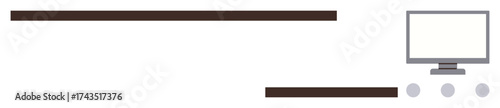 Minimalist computer screen alongside horizontal lines and dots, representing technology, design, and organization. Ideal for digital workspace, minimalism, layout planning, creativity, modernity