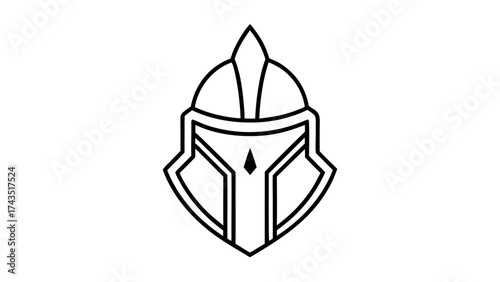 Minimalist line art knight helmet medieval warrior