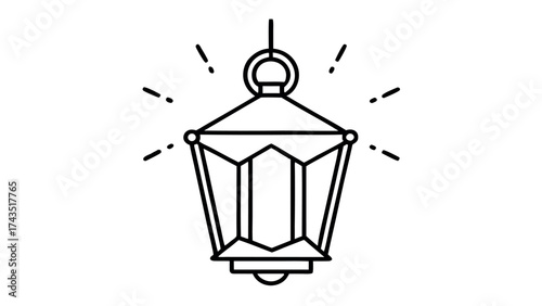 Minimalist line art lantern with subtle glow effect