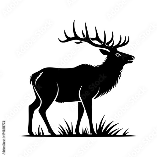 Vector art of silhouette of a stag deer