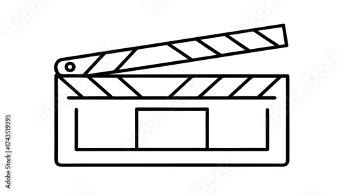 Minimalist line art movie clapperboard cinema icon