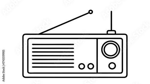 Minimalist retro radio line art illustration