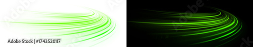 Twirling neon trails and flowing light along an abstract expressway with vibrant waves.