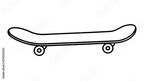 Minimalist line art skateboard design