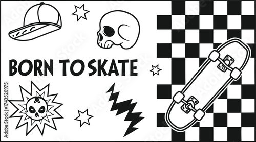 Seamless black and white geometric checkerboard pattern for graphic design and textiles