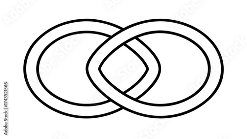 Elegant intertwined wedding rings line art