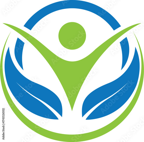 Modern Human Care Leaf Icon Vector Logo Design Template