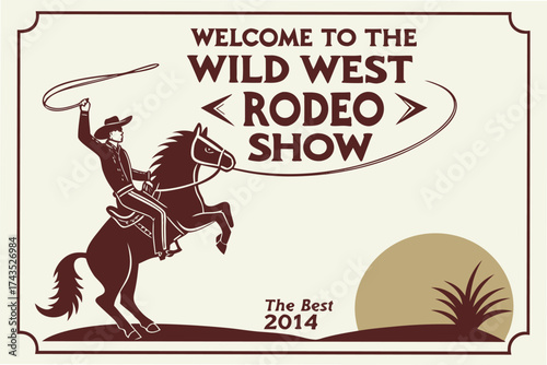 Authentic vintage wild west rodeo show poster design with classic typography and bold graphics