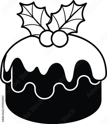 Flat Design Icon Of A Traditional Christmas Pudding