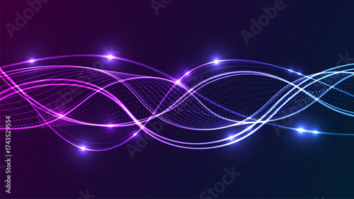 Abstract Vertical Neon Light Flow Background Template Copy Space Design.
