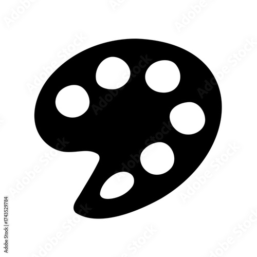 Black and white paint palette icon for art and creativity illustration