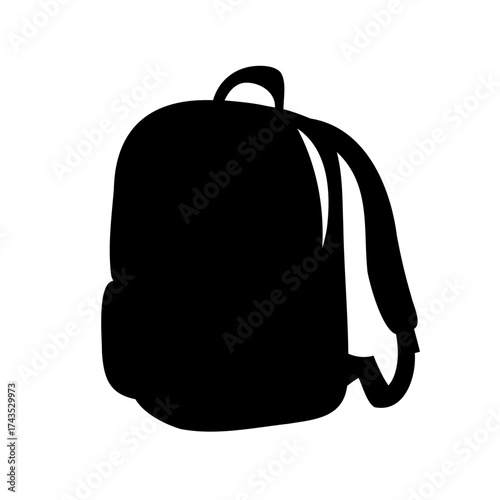 Silhouette of a classic backpack with straps and carrying handle design