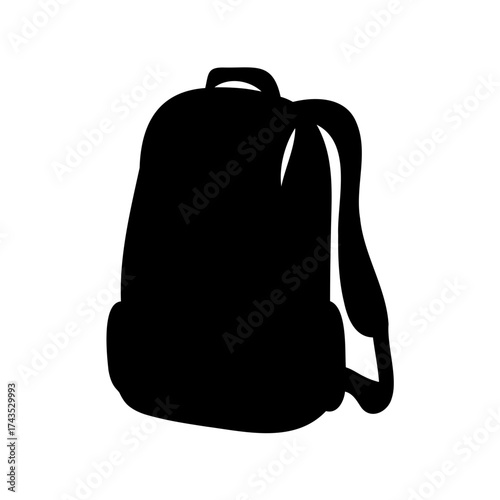 A silhouette of a backpack designed for school, travel, or hiking expeditions