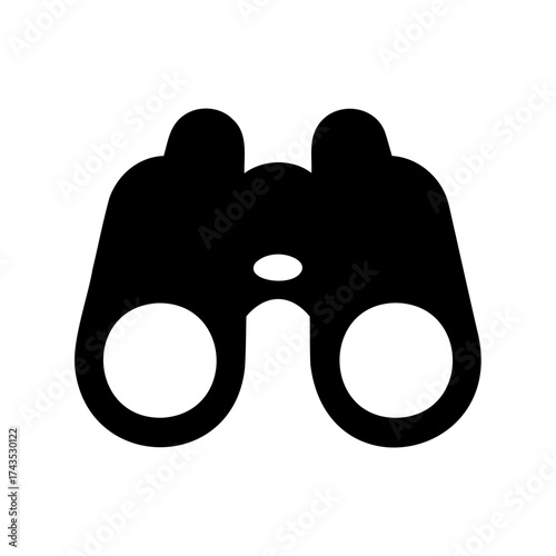 Simple binoculars black silhouette icon for focus and visibility on white