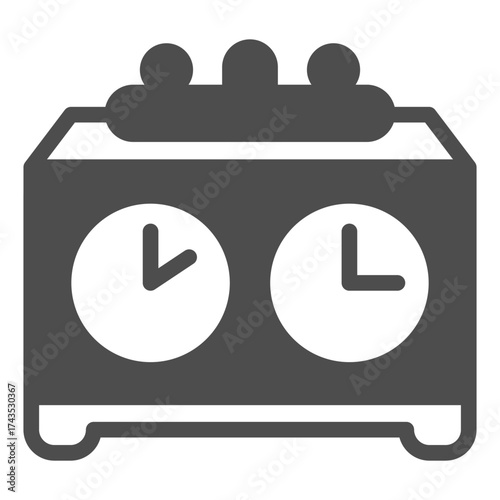 Seconds stopwatch solid icon, chess game concept. Vector graphics. Clock with buttons for completing move sign on white background, glyph style icon for mobile or web design.