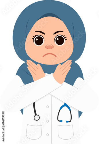 Illustration of Female Doctor Crossing Arms in Protest