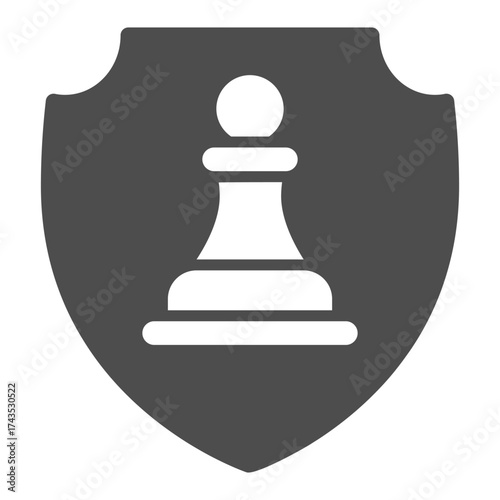 Emblem with chess pawn solid icon, chess game concept. Vector graphics. Gaming emblem sign on white background, glyph style icon for mobile or web design.