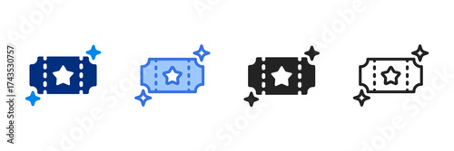 Golden Ticket Icon Set Multiple Style Vector Illustration 