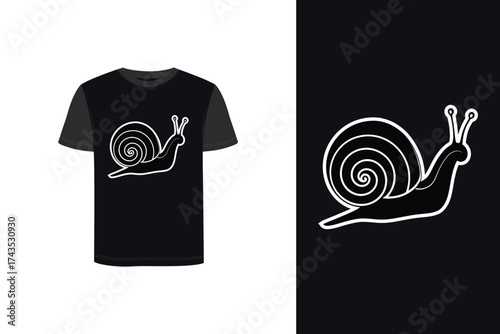 Tshirt mockup t shirt with outline snail graphic separate snail shell spiral