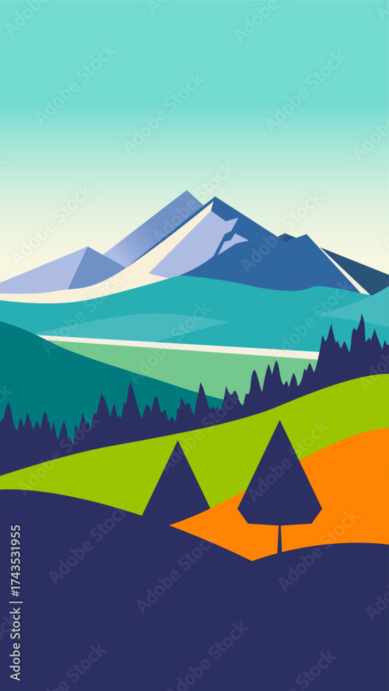 Naklejka premium Colorful abstract mountain landscape.