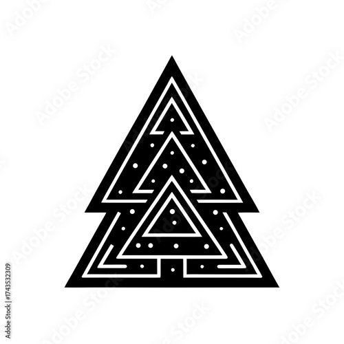 Three nested triangles with dot patterns on transparent background silhouette