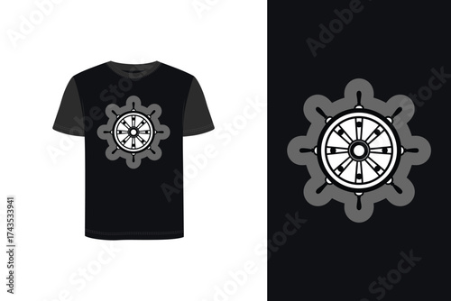 Tshirt mockup t shirt with ship wheel graphic dark clothing apparel