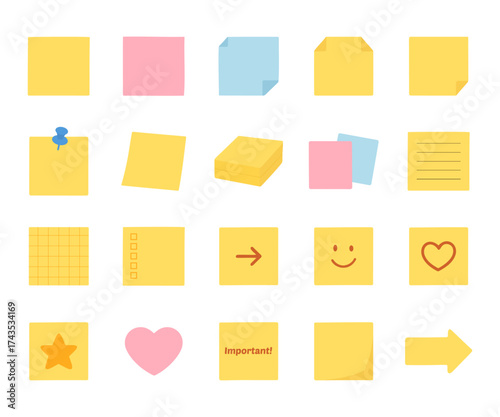 vector sticky notes set of colorful memo paper illustration for office planning reminders stationery design