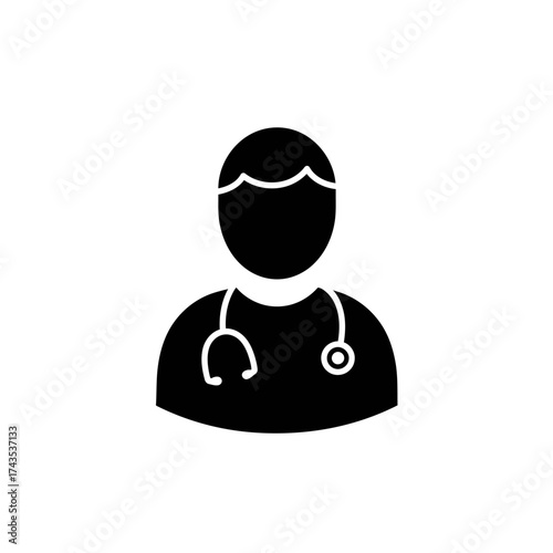 Abstract silhouette of a doctor with stethoscope symbolizing healthcare professional medical care and health services representation isolated on white background