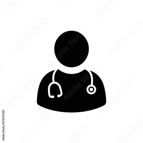 Professional medical doctor icon with stethoscope symbolizing healthcare services and professional medical practitioner expertise isolated on white background
