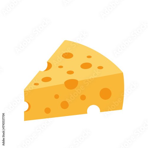 Delicious wedge of swiss cheese with iconic holes isolated on a clean background for food photography and design projects isolated on white background