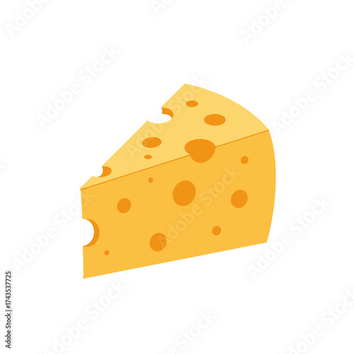 Delicious wedge of swiss cheese with characteristic holes isolated on delicious dairy food item culinary ingredient appetizing snack isolated on white background
