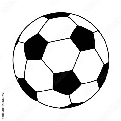 Classic black and white soccer ball iconic sports equipment symbol for football game and athletic competition representing teamwork isolated on white background